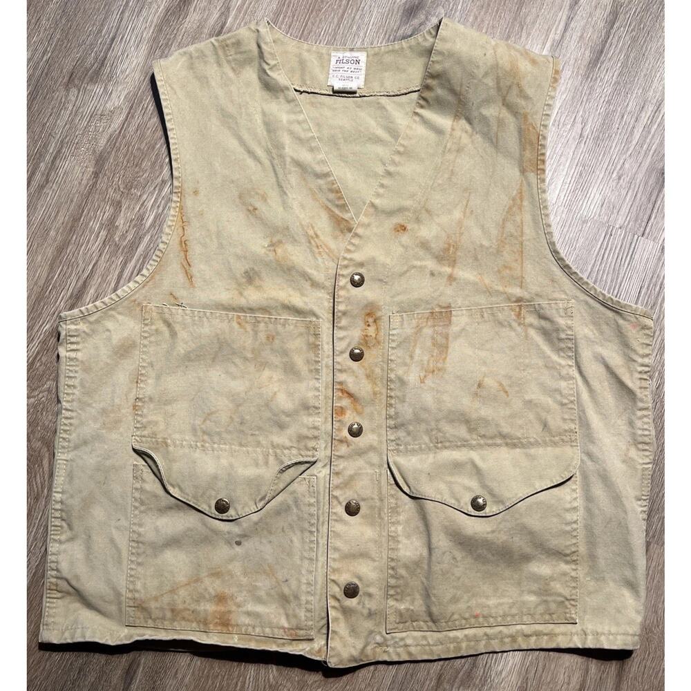 Vintage CC Filson Vest Size 46 Lot 8 Measures 24” Rugged Style True Canvas 60s